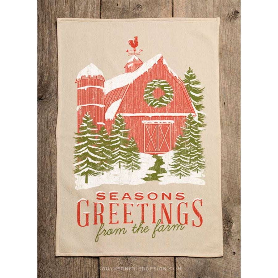 Barn - Seasons Greeting From The Farm Kitchen Towel