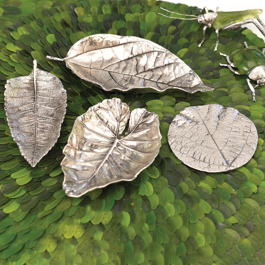 Antique Pewter Leaf Tray - Osage Orange Leaf