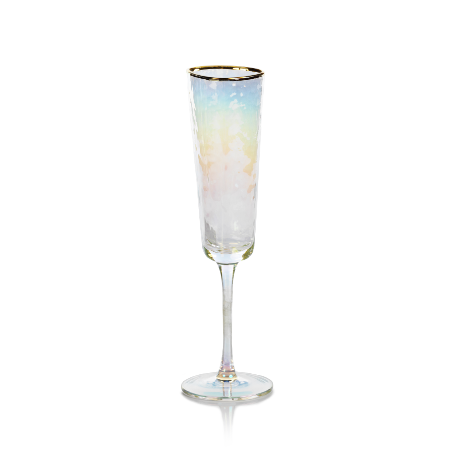Aperitivo Triangular Barware Glasses - Clear w/Gold Rim & Luster