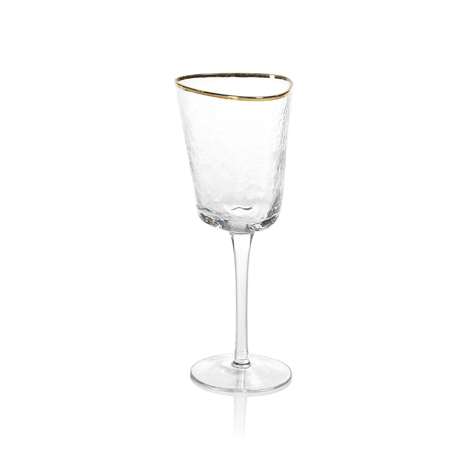 Aperitivo Triangular Barware Glasses - Clear w/Gold Rim & Luster