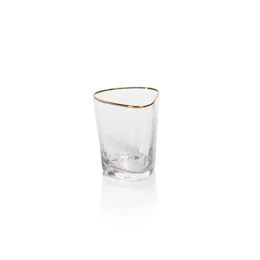Aperitivo Triangular Barware Glasses - Clear w/Gold Rim & Luster