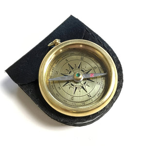 Vintage Style Compass w/Leather Pouch