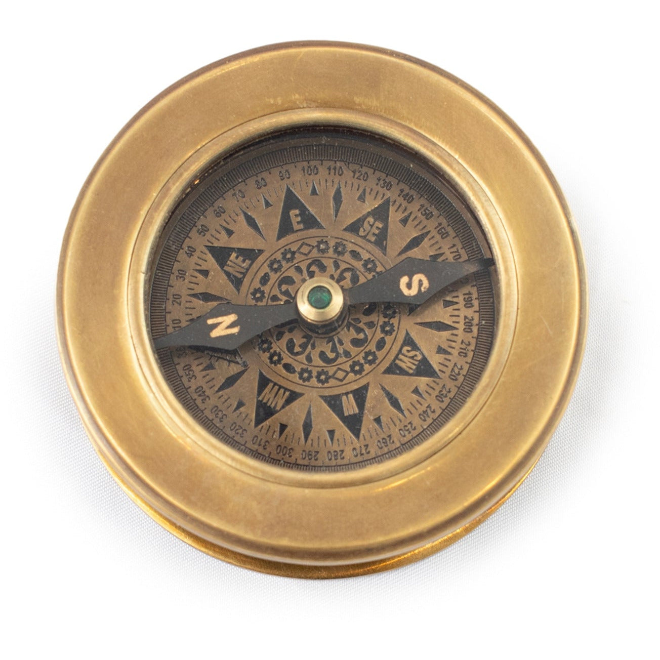Vintage Style Engraved Compass w/Magnifying Glass (HAFIZ) w/Leather Pouch