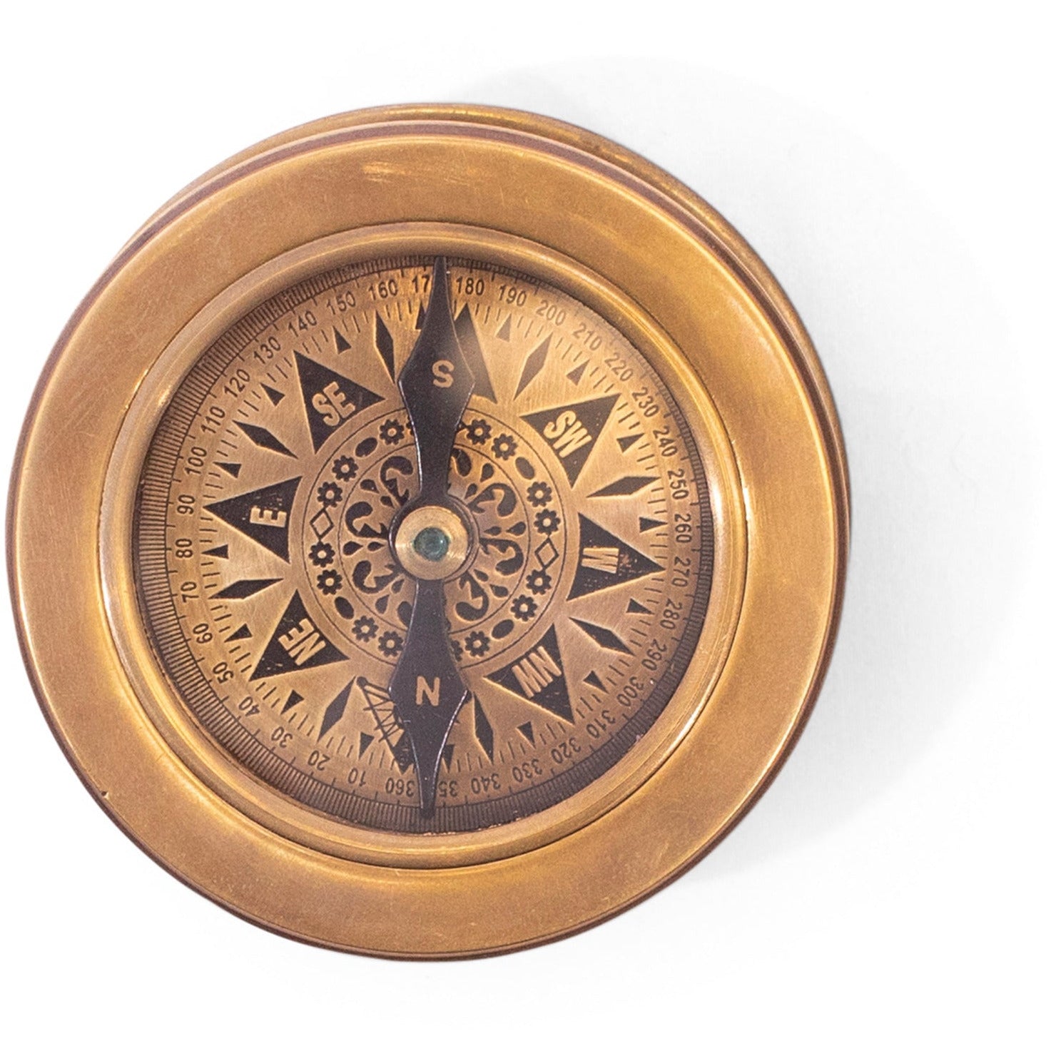 Vintage Style Engraved Compass w/Magnifying Glass (HAFIZ) w/Leather Pouch