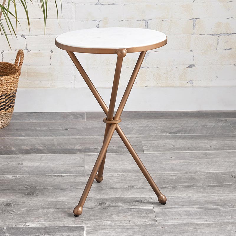 Gold Finished Iron Table w/Marble Top