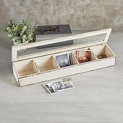 Rustic Wood Storage Box w/Glass Lid