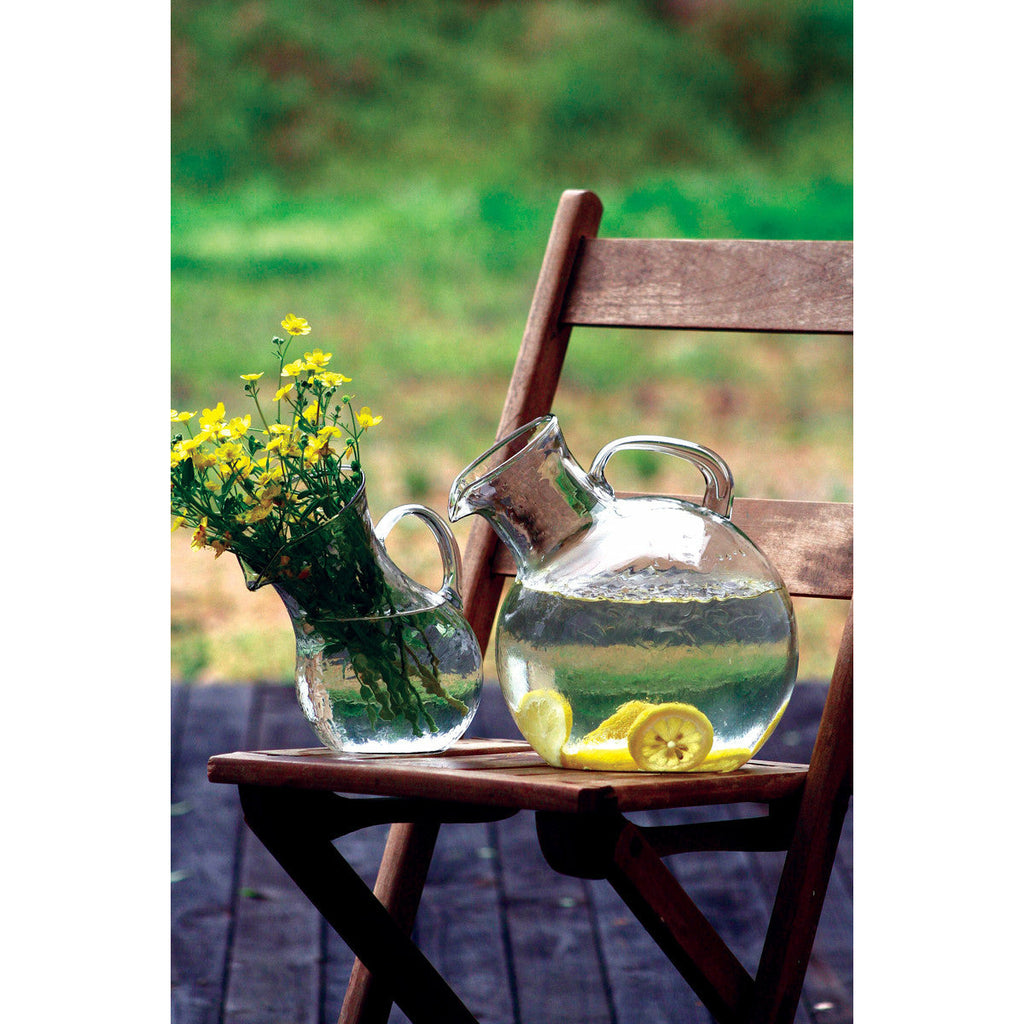Handblown Recycled Glass Tilted Pitcher