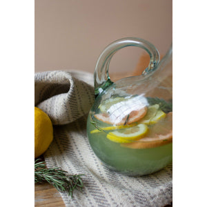 Handblown Recycled Glass Tilted Pitcher