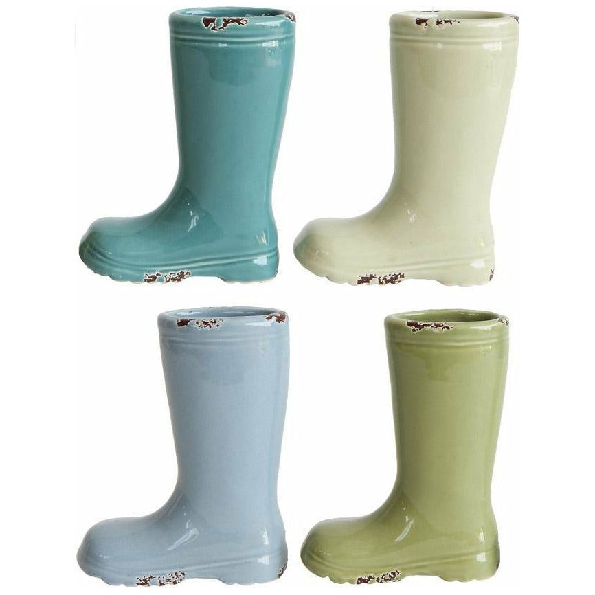 Distressed Finish Stoneware Boot Vase