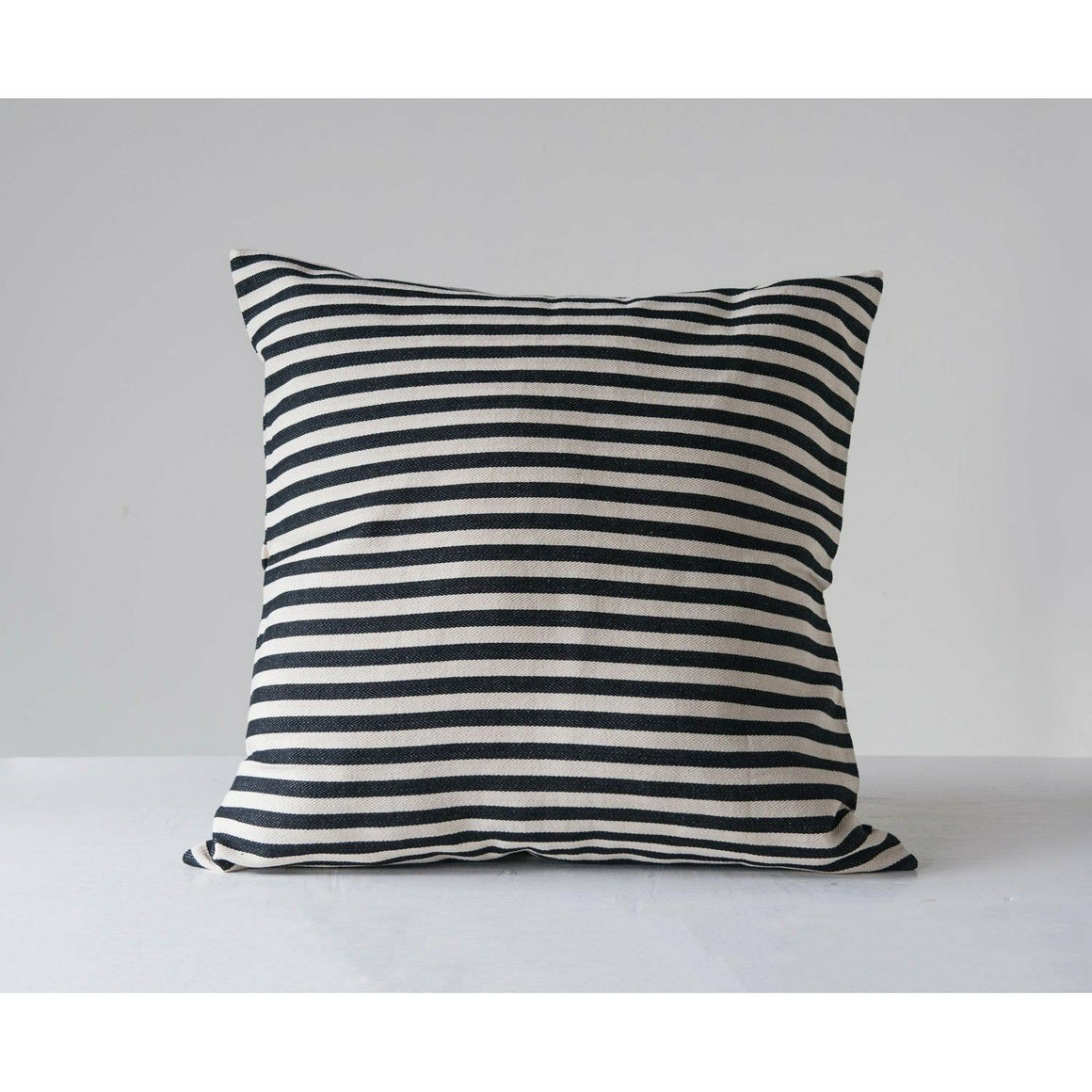 Black Striped Square Cotton Woven Pillow