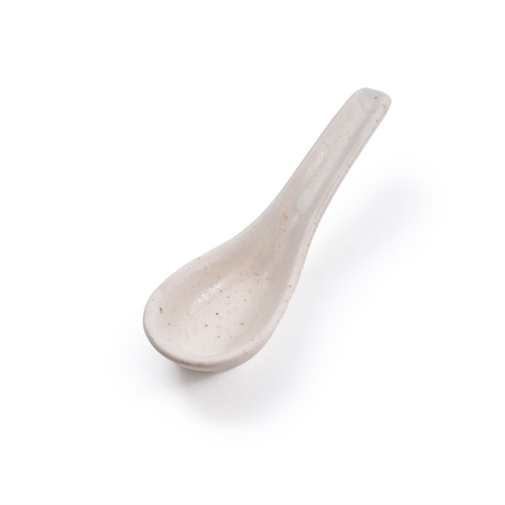 Ribbed Ceramic Speckled Soup Spoon