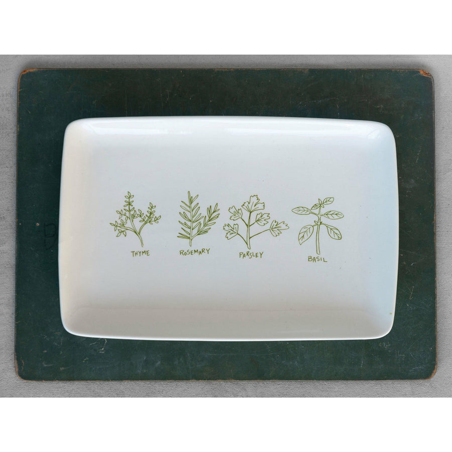 Stoneware Platter w/Herbs