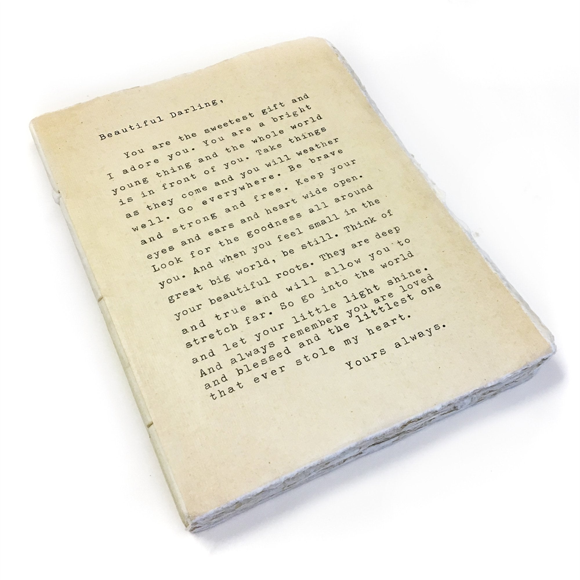 Deckle Edge Notebook - Beautiful Darling - 6" x 8"
