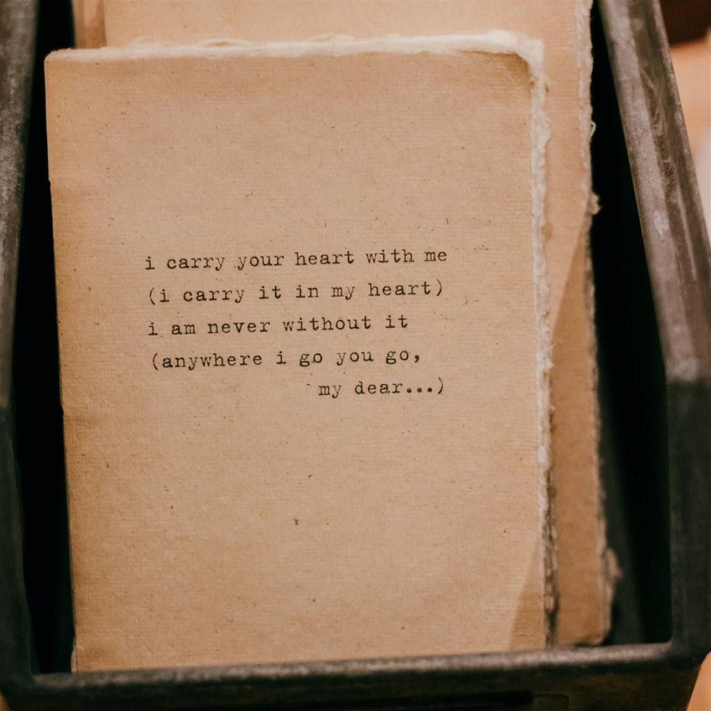Deckle Edge Notebook - I Carry Your Heart - 4" x 6"