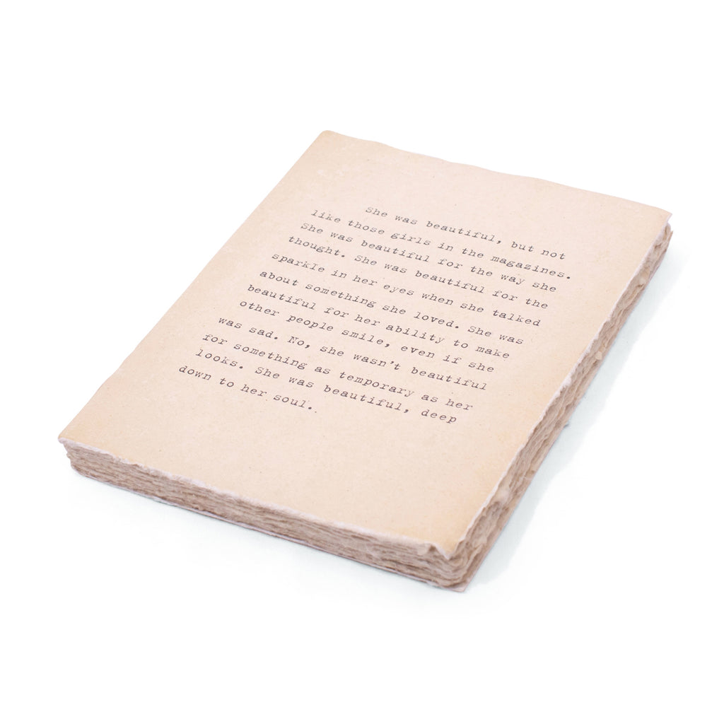 Deckle Edge Notebook - She was Beautiful - 6" x 8"