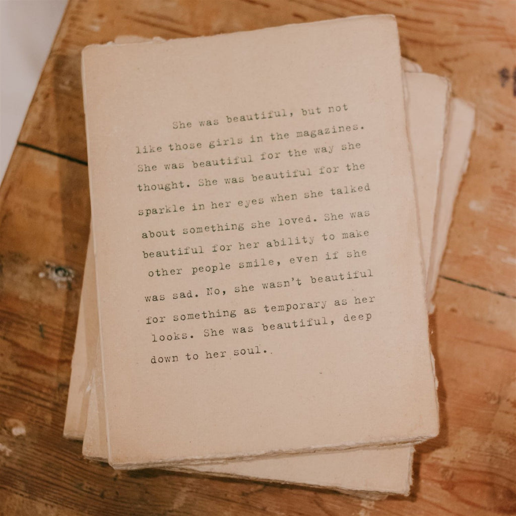 Deckle Edge Notebook - She was Beautiful - 6" x 8"