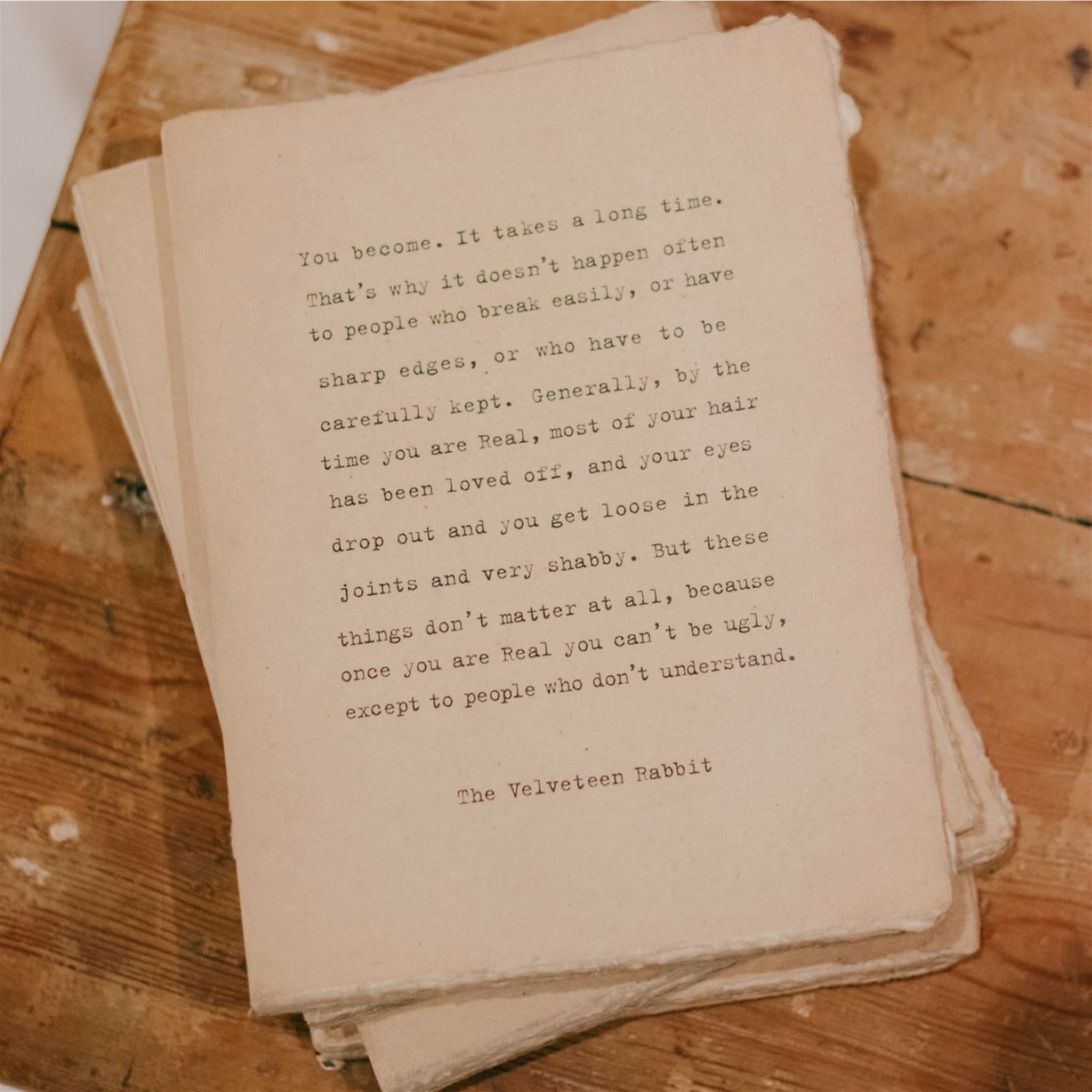 Deckle Edge Notebook - Velveteen Rabbit - 6" x 8"