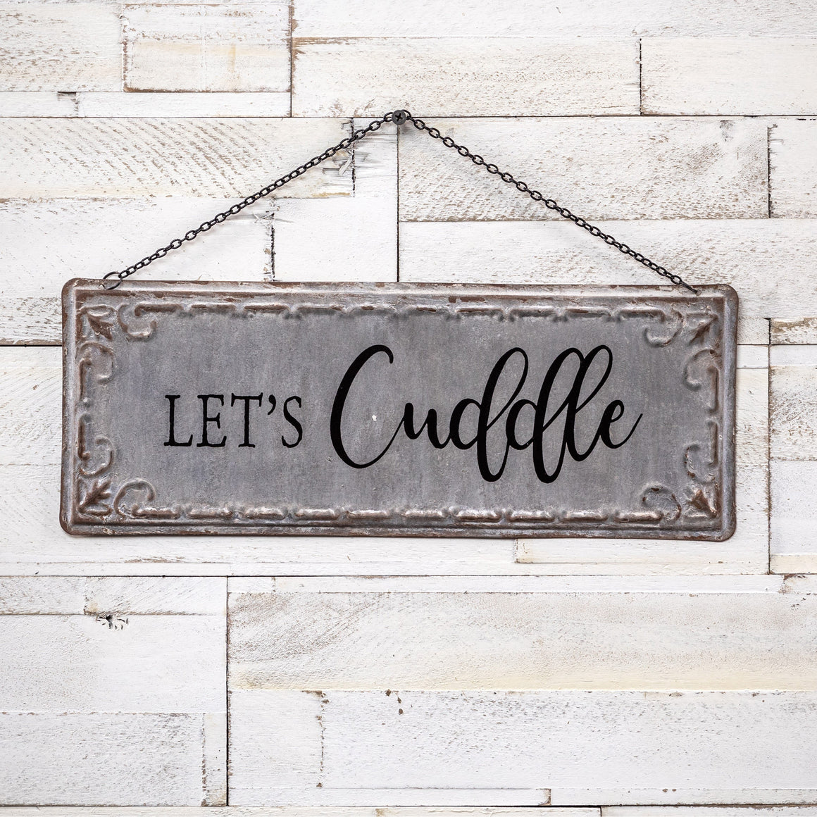 "Let's Cuddle" Grey Sign