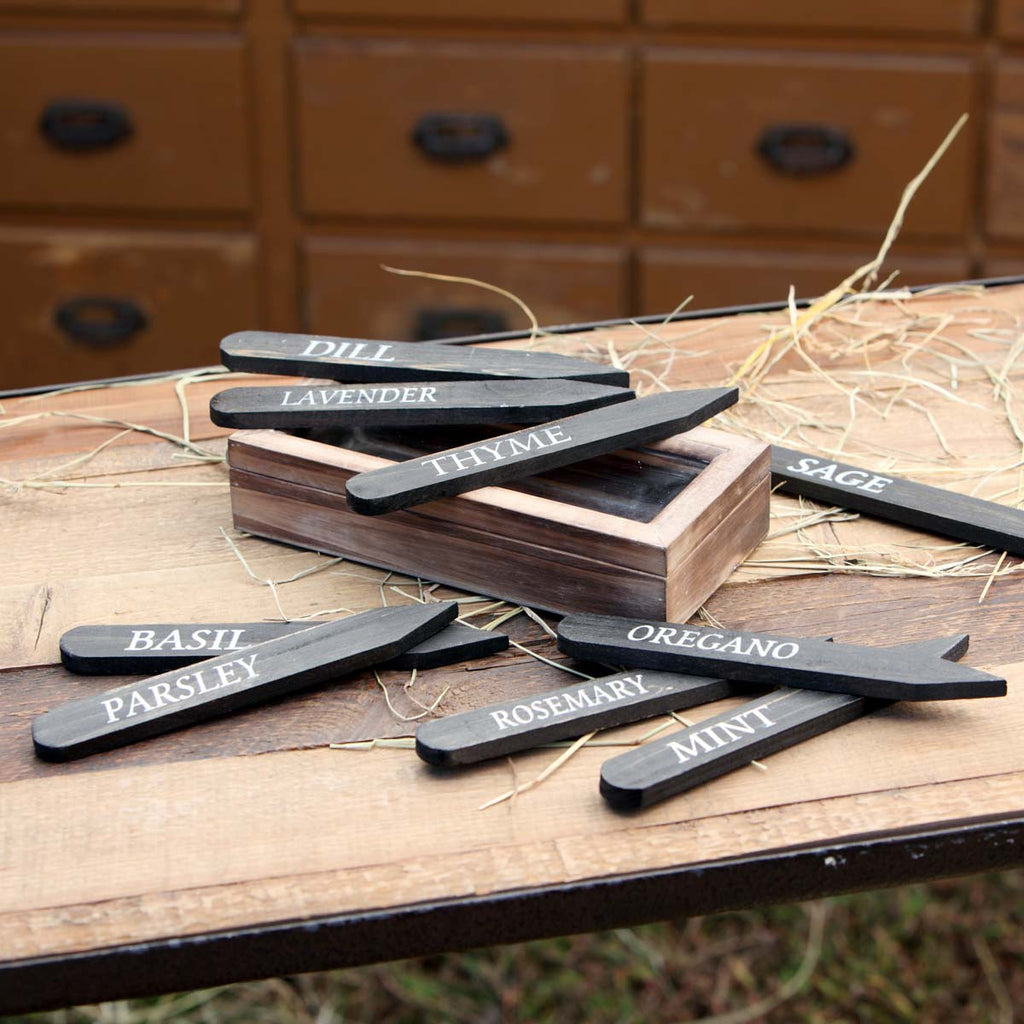 Wooden Herbal Plant Stakes Set