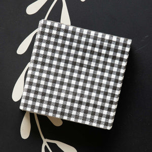 Black & White Gingham Check Beverage Napkins