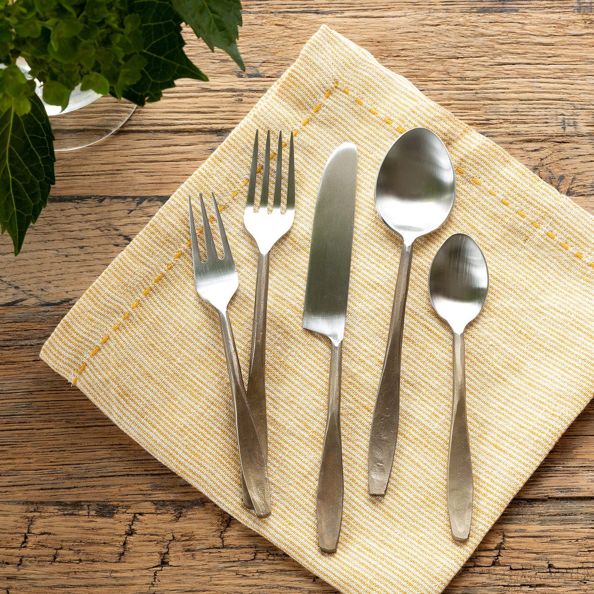 S/5 Antique Gold Colonial Flatware Set
