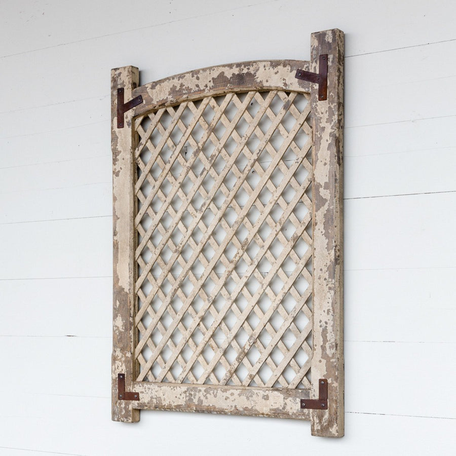 Old White Framed Lattice Panel