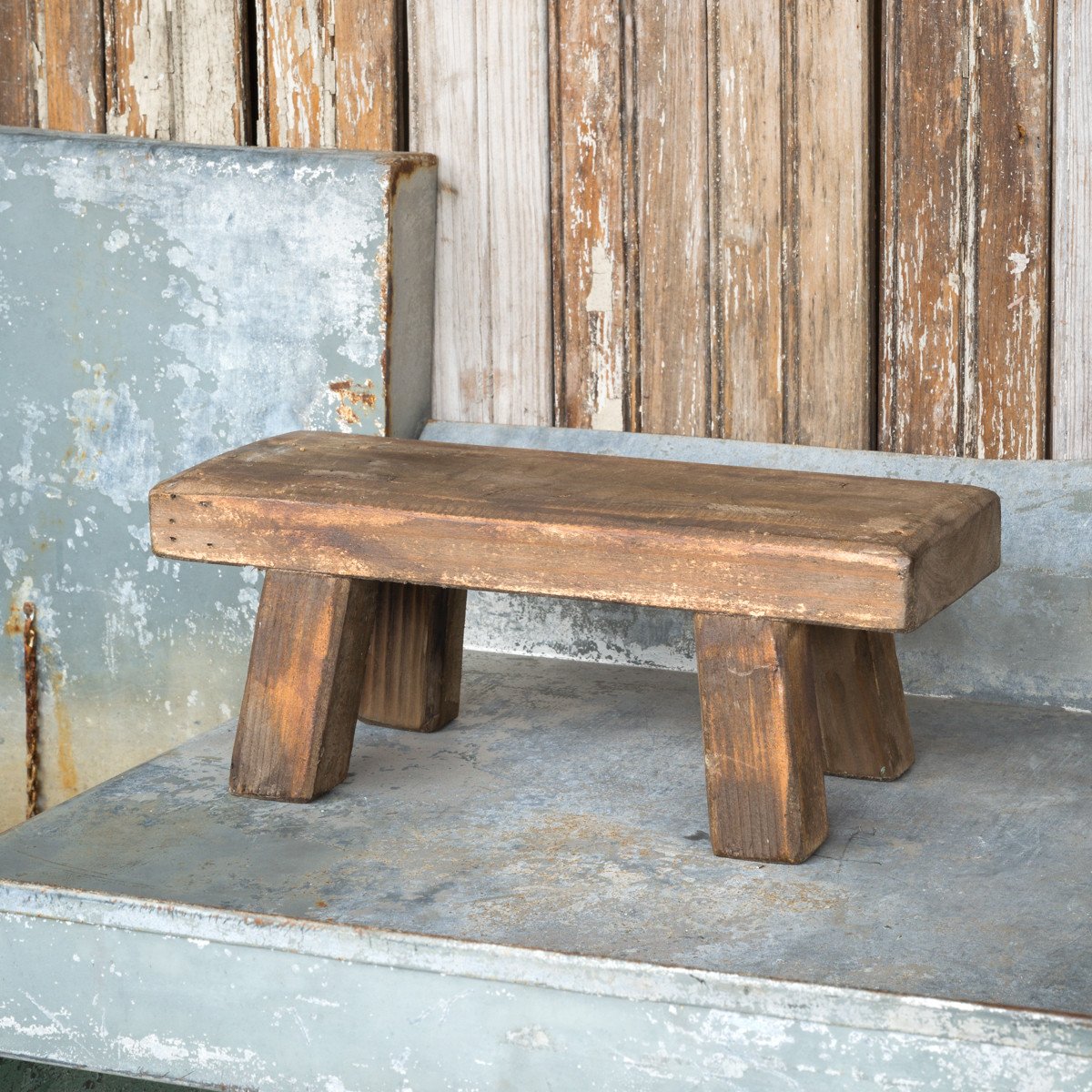 Small Stool Handcrafted Small Wooden Bench Sussex Green Wooden