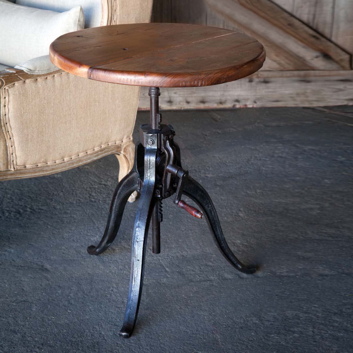 Iron Gear Table w/Old Wood Top