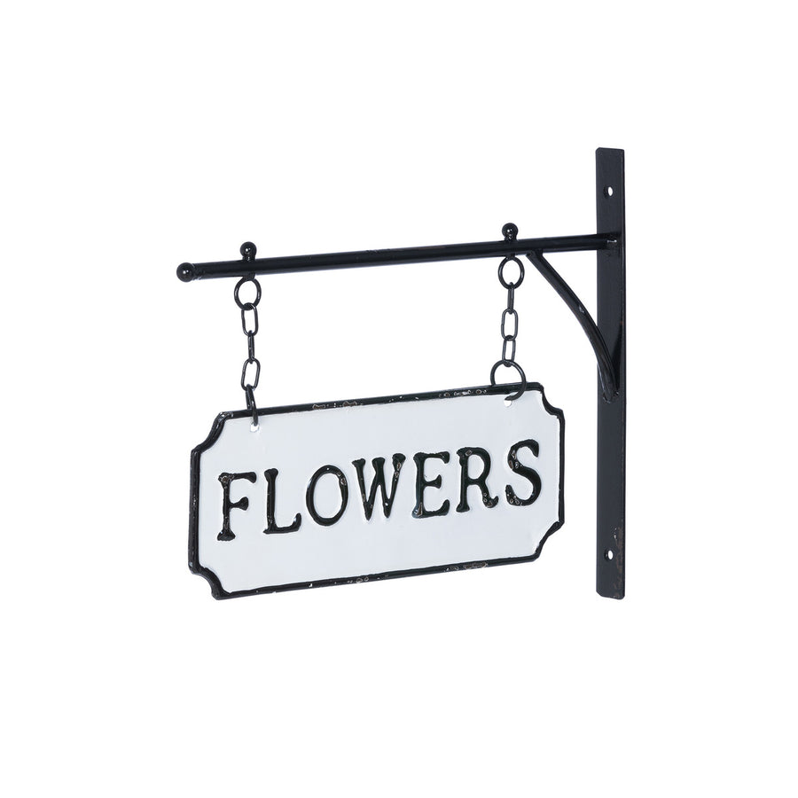 Metal Flower Sign w/Hanging Display Bar