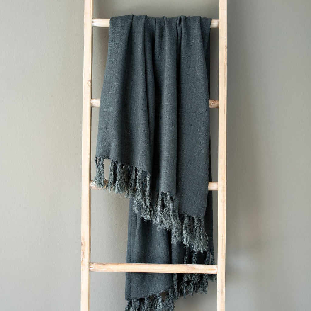 Indigo Washed Linen Throw
