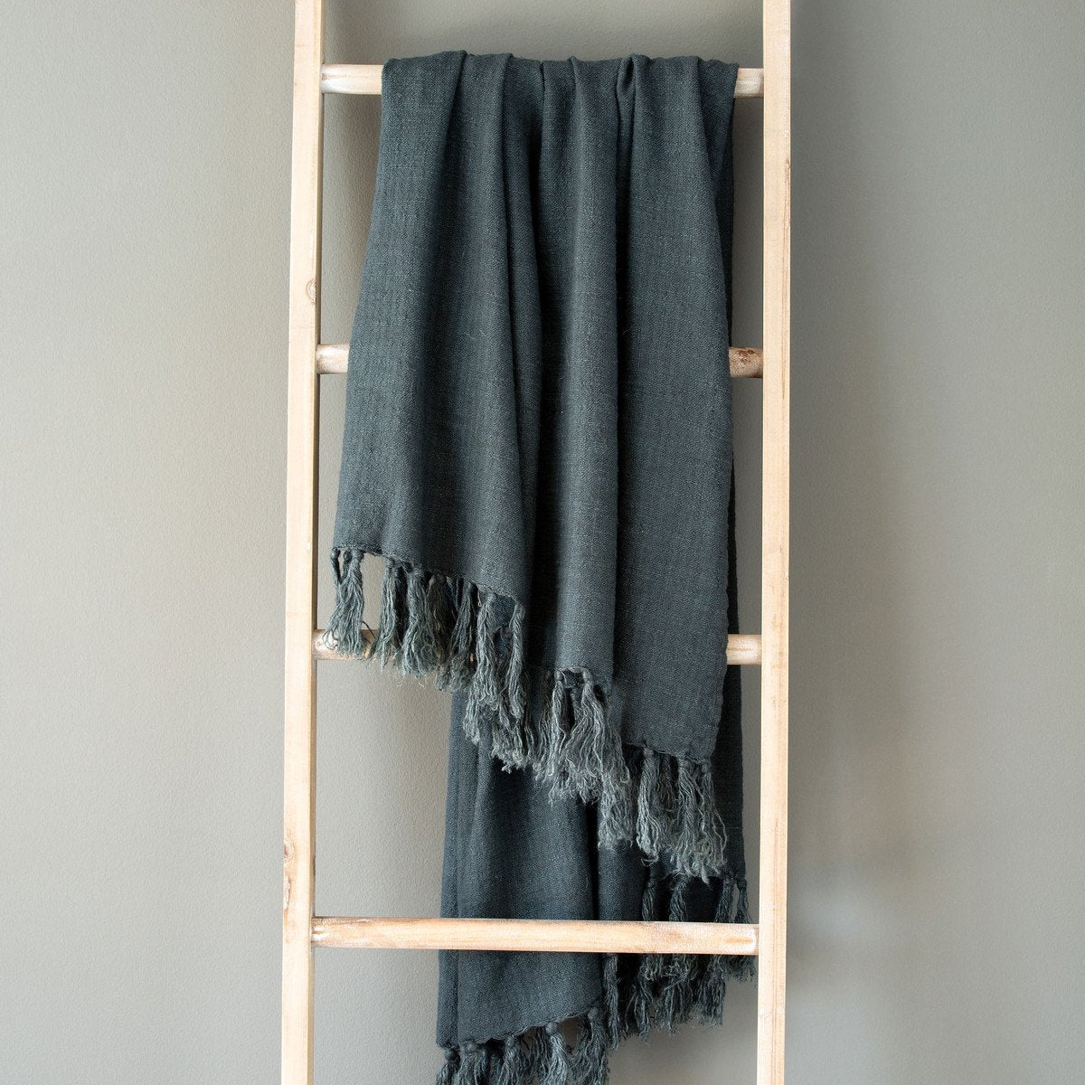 Indigo Washed Linen Throw