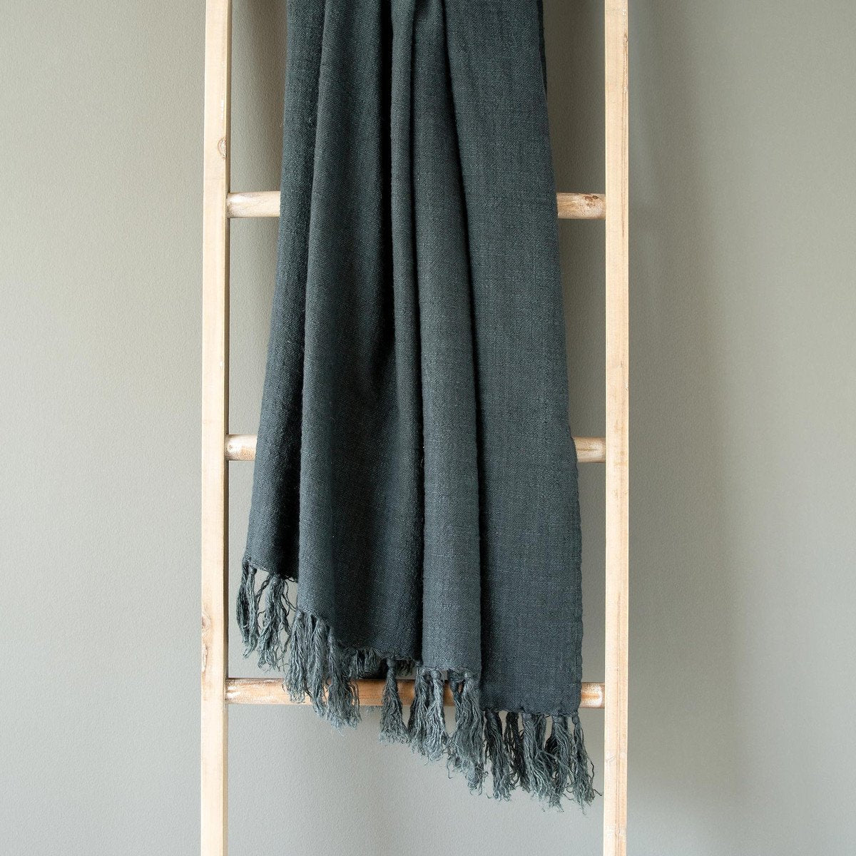Indigo Washed Linen Throw