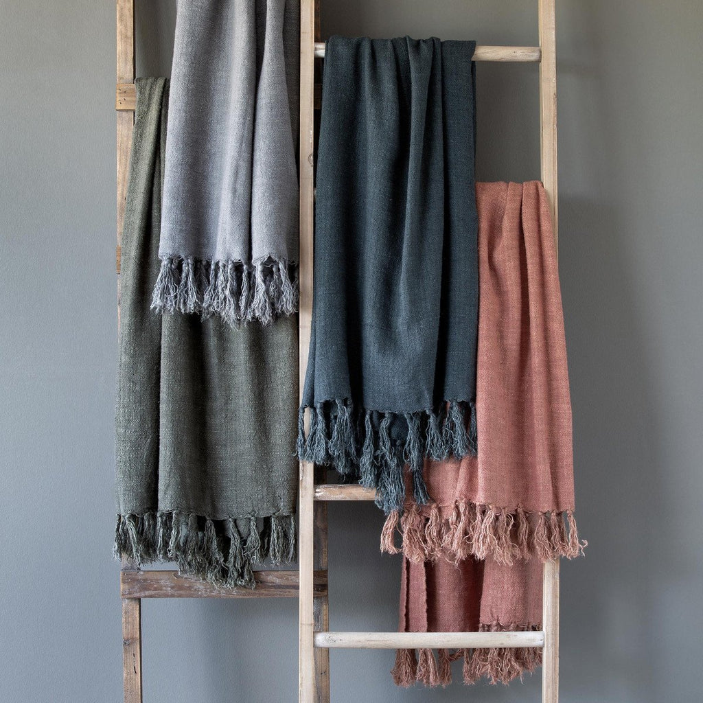 Indigo Washed Linen Throw