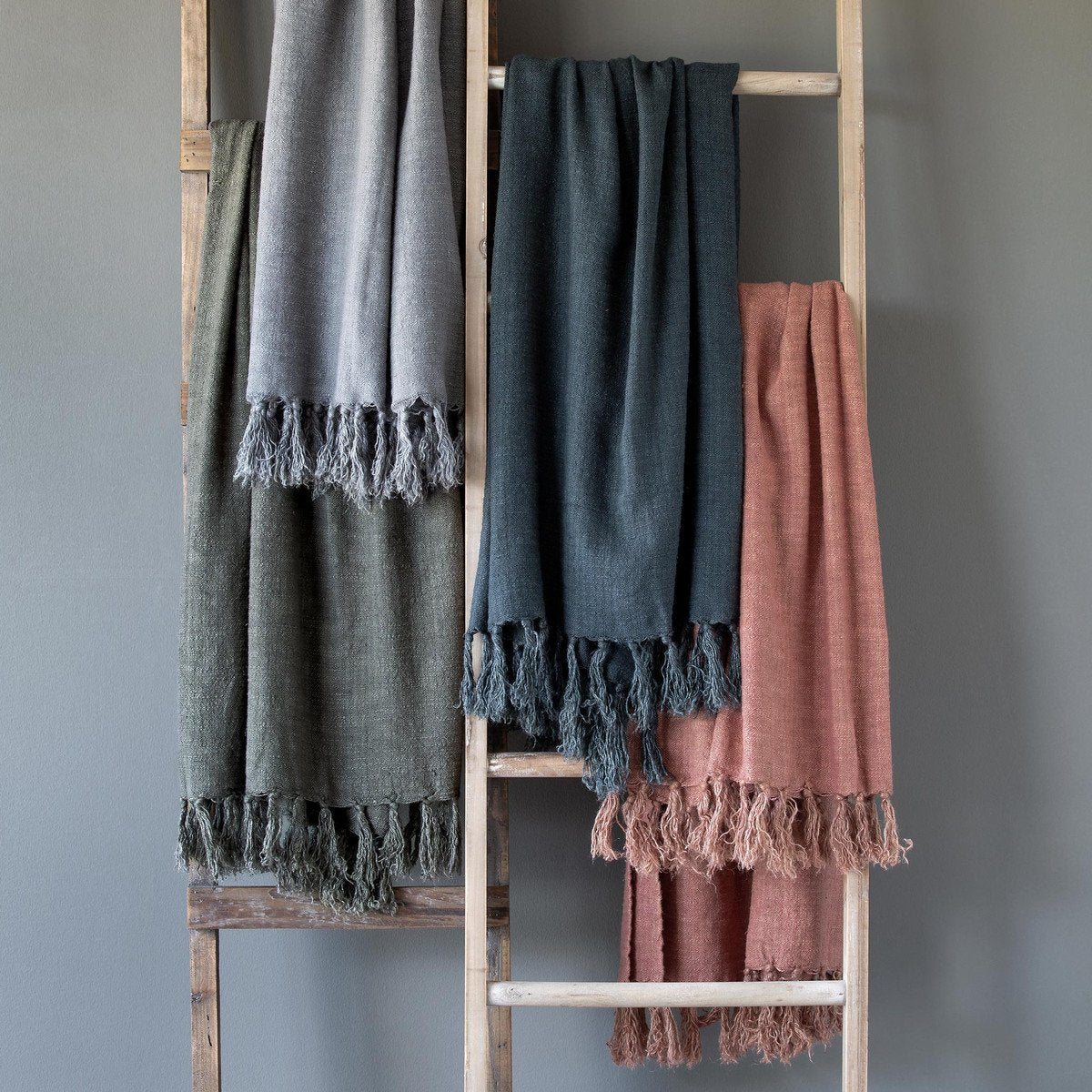 Indigo Washed Linen Throw