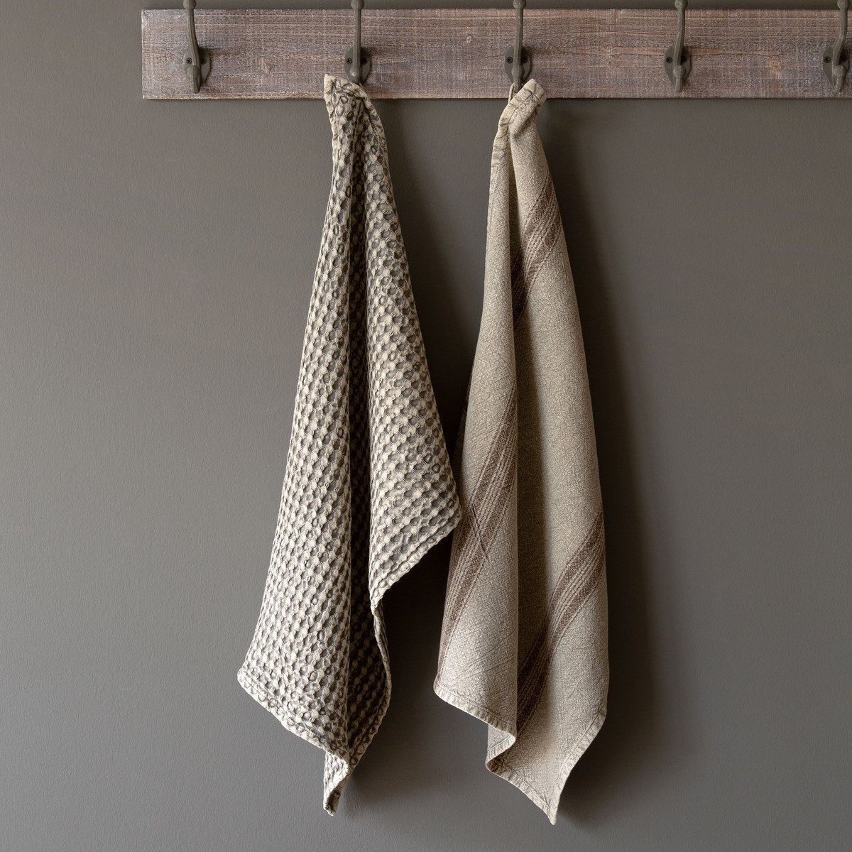 Vintage Wash Cotton Dishtowels - Taupe