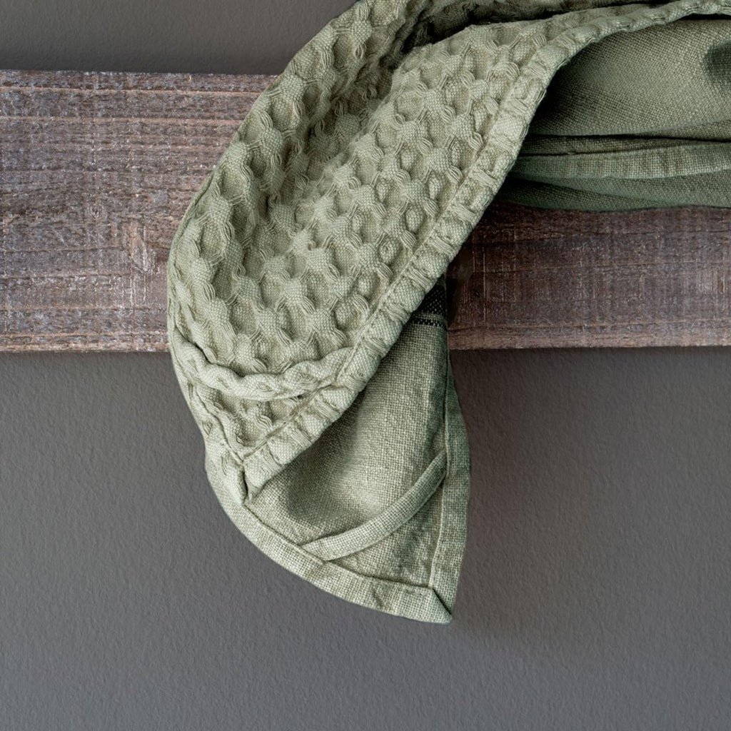 Vintage Wash Cotton Dishtowels - Green