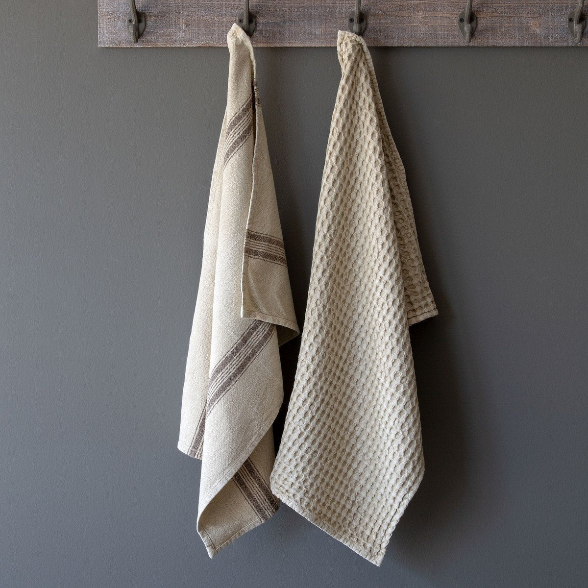 Vintage Wash Cotton Dishtowels - Ivory
