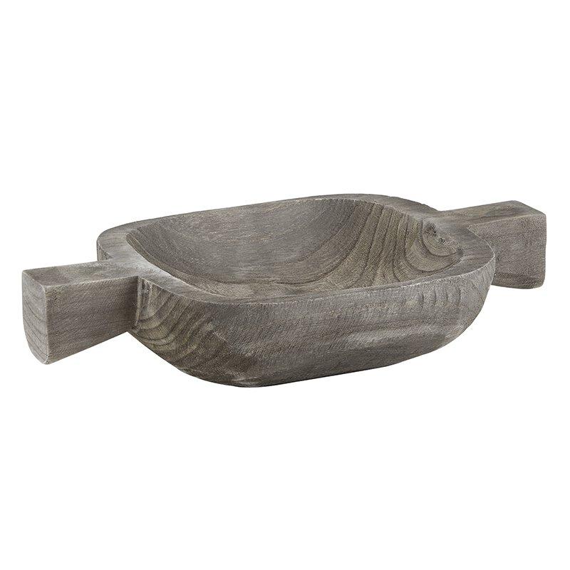 Paulownia Wood Double Handle Tray - Charcoal