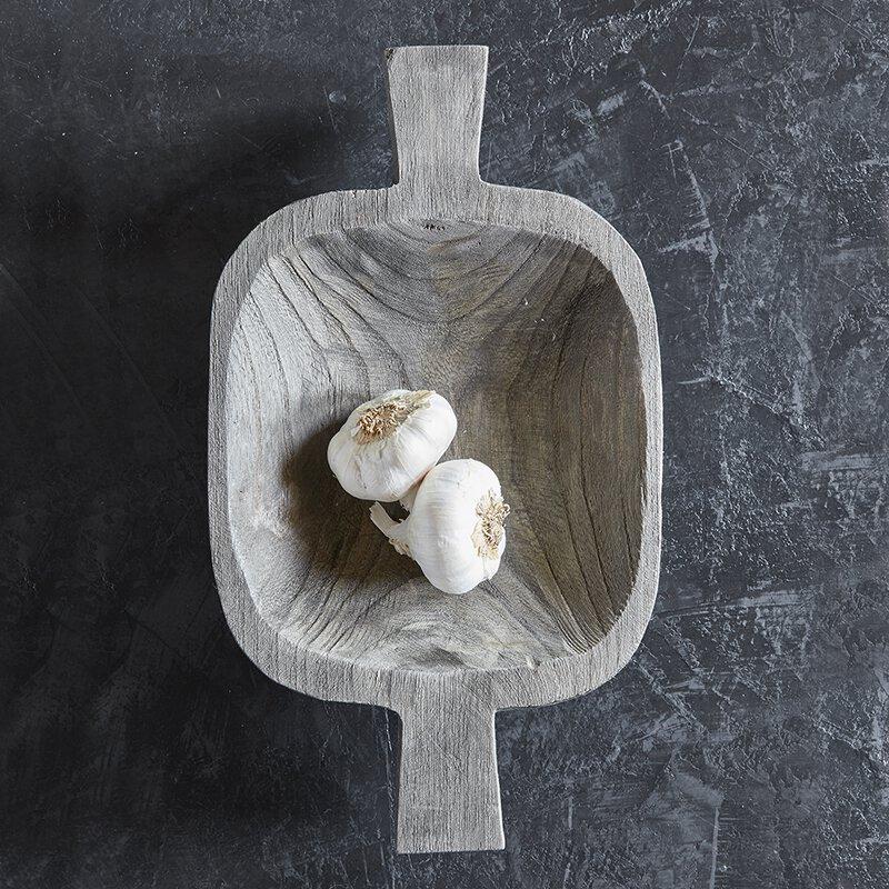Paulownia Wood Double Handle Tray - Charcoal