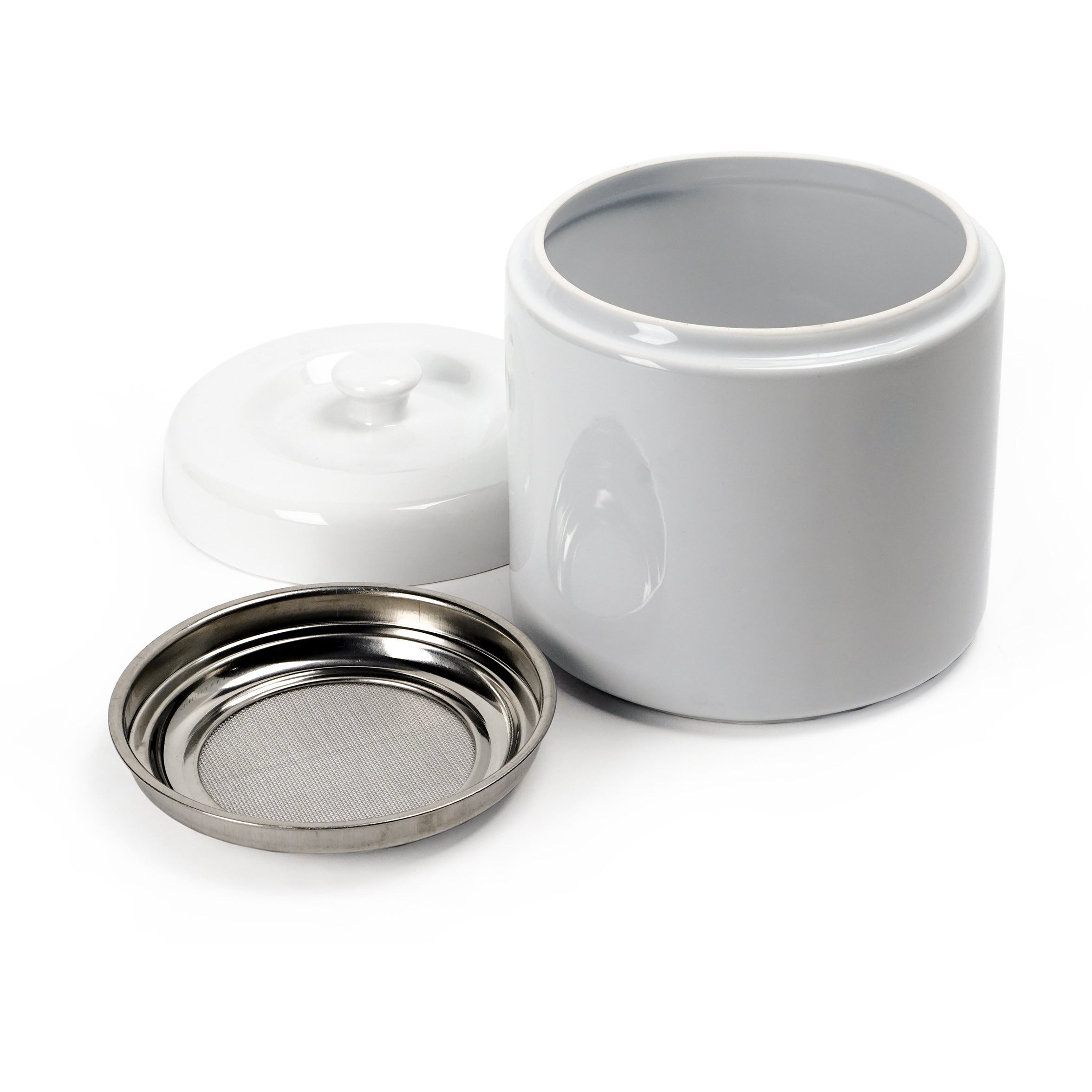 White Stoneware Grease Keeper