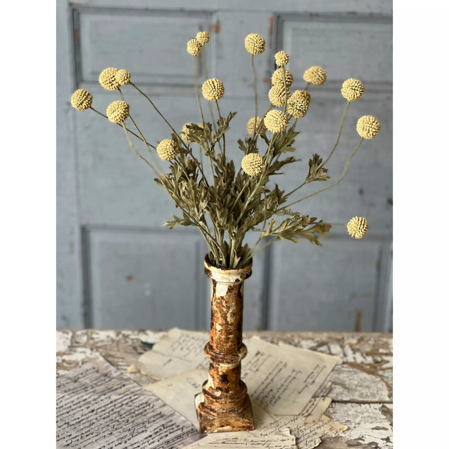 18 Silk Allium & Billy Button Flower Arrangement w/Glass Vase
