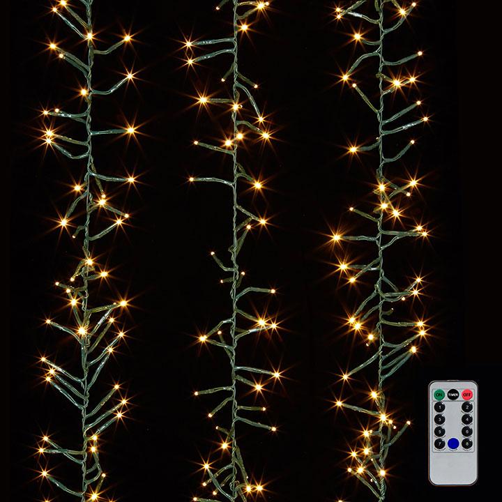 19.6' Cluster Glnd Green Wire W/ 600 White Light W/Remote (Ref G3737059)