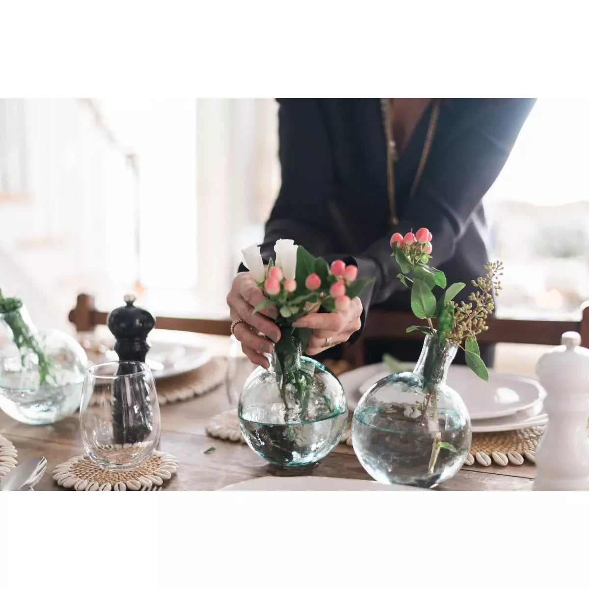 Mouthblown Glass Sphere Bud Vase