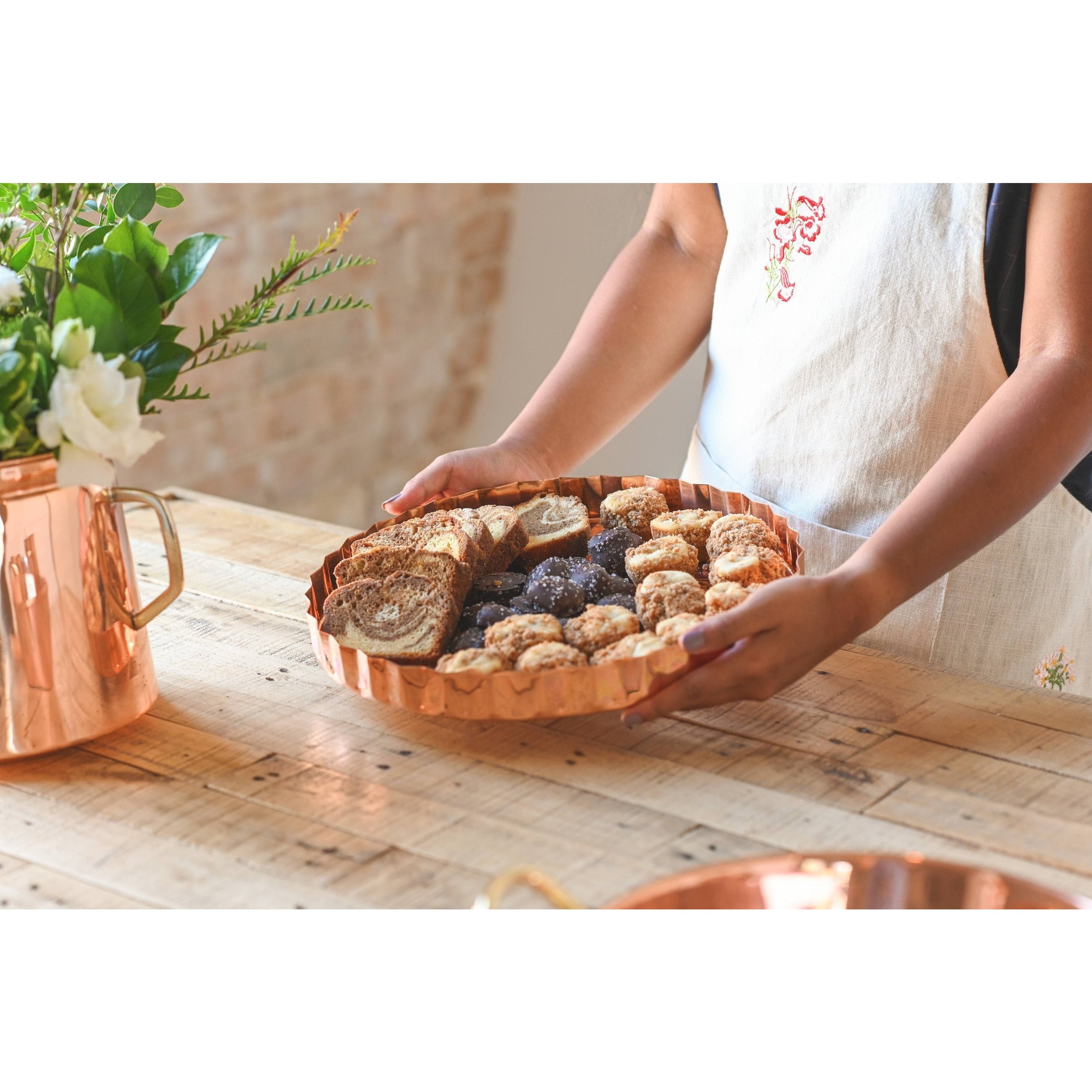 Copper Embossed Serving Tray