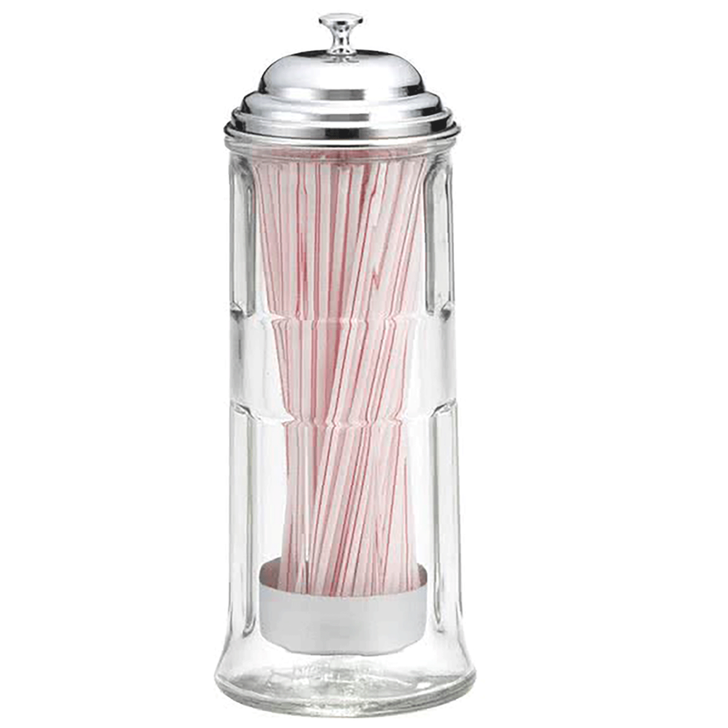 Glass Straw Dispenser w/Straws