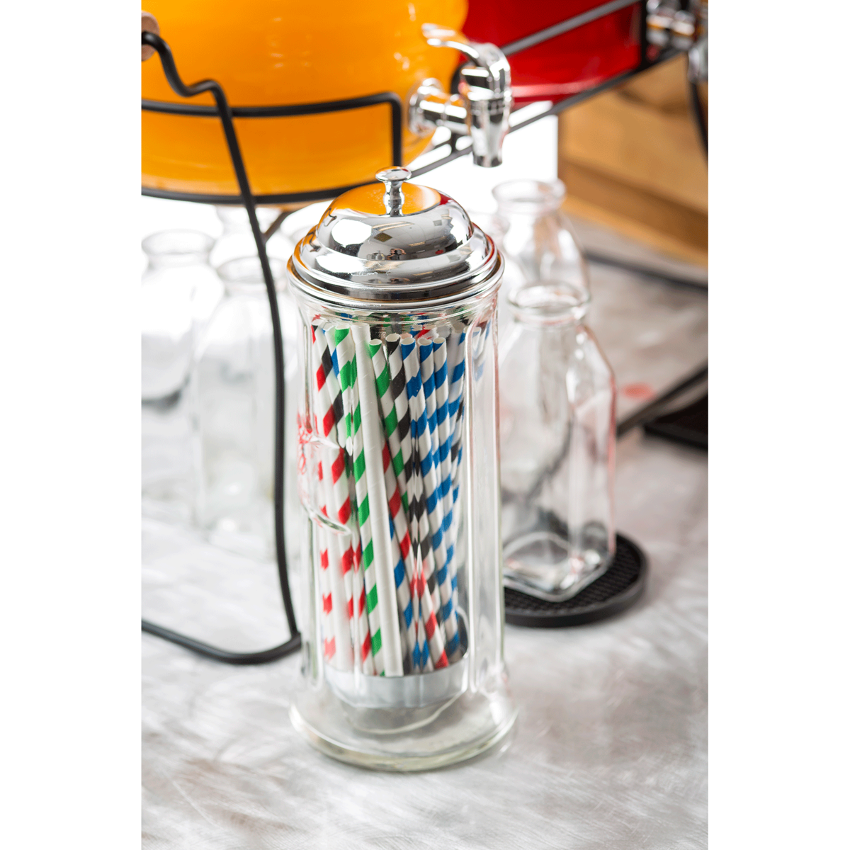 Glass Straw Dispenser w/Straws - Moss & Embers Home Decorum