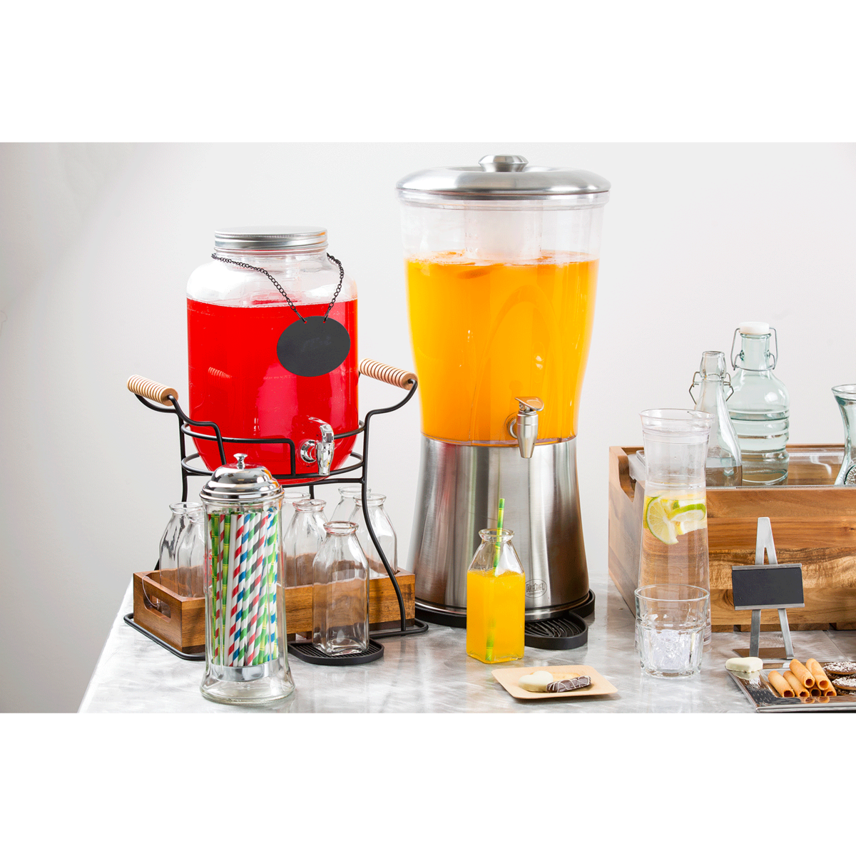 Glass Straw Dispenser w/Straws