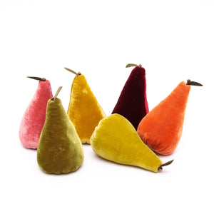 Handmade Silk Velvet Pears w/Natural Clove Stem