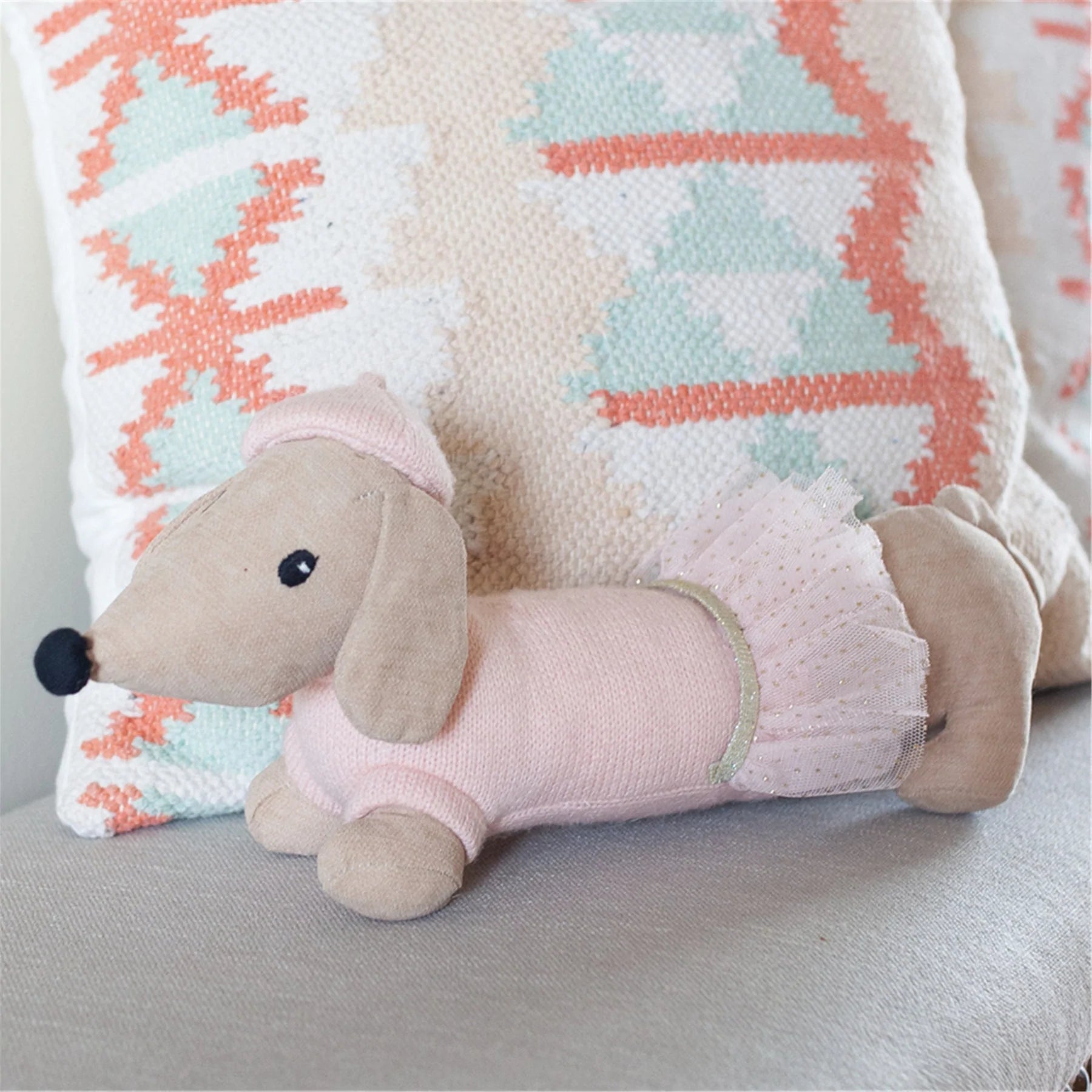 Mon Cheri Pink French Wiener Dog Plush Toy