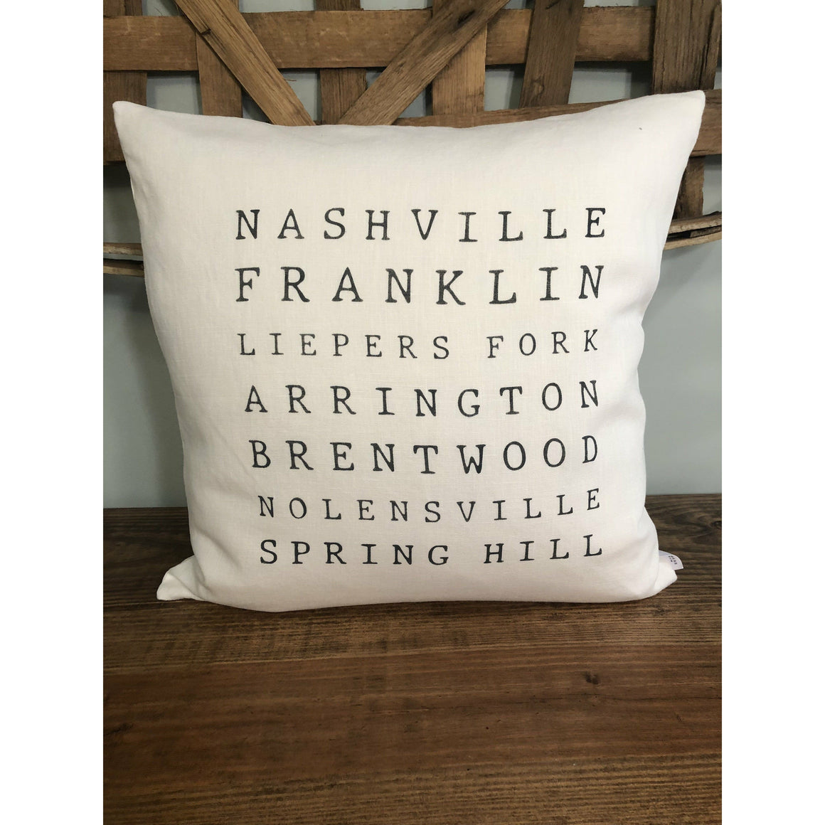 Tennessee Cities & Towns Pillow (Ivory) - EXCLUSIVE Design